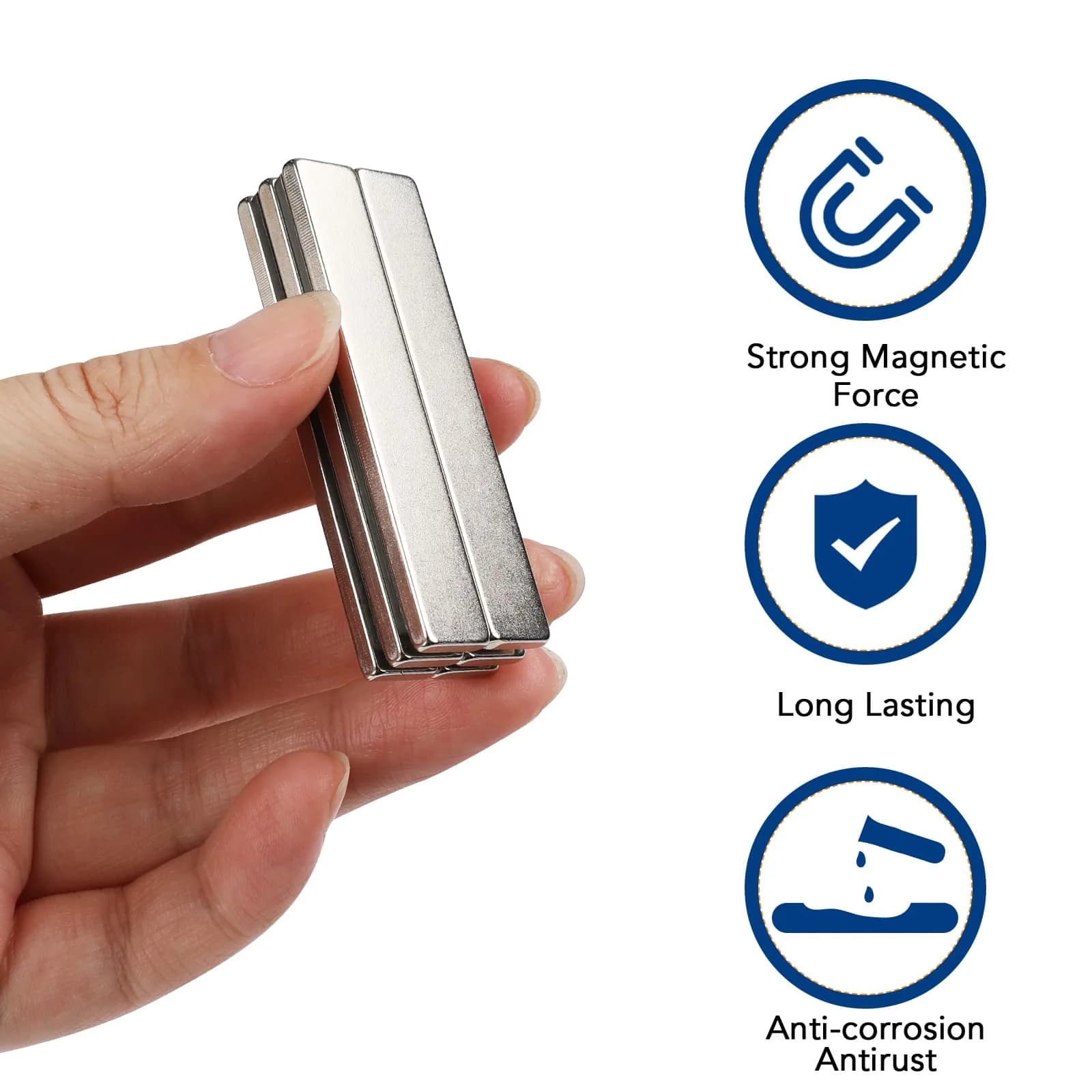 TRYMAG Strong Neodymium Bar Magnets with Adhesive Backing 60x10x3mm (25 Pack) | 18 lb Pull Force Utility Magnets - view 4