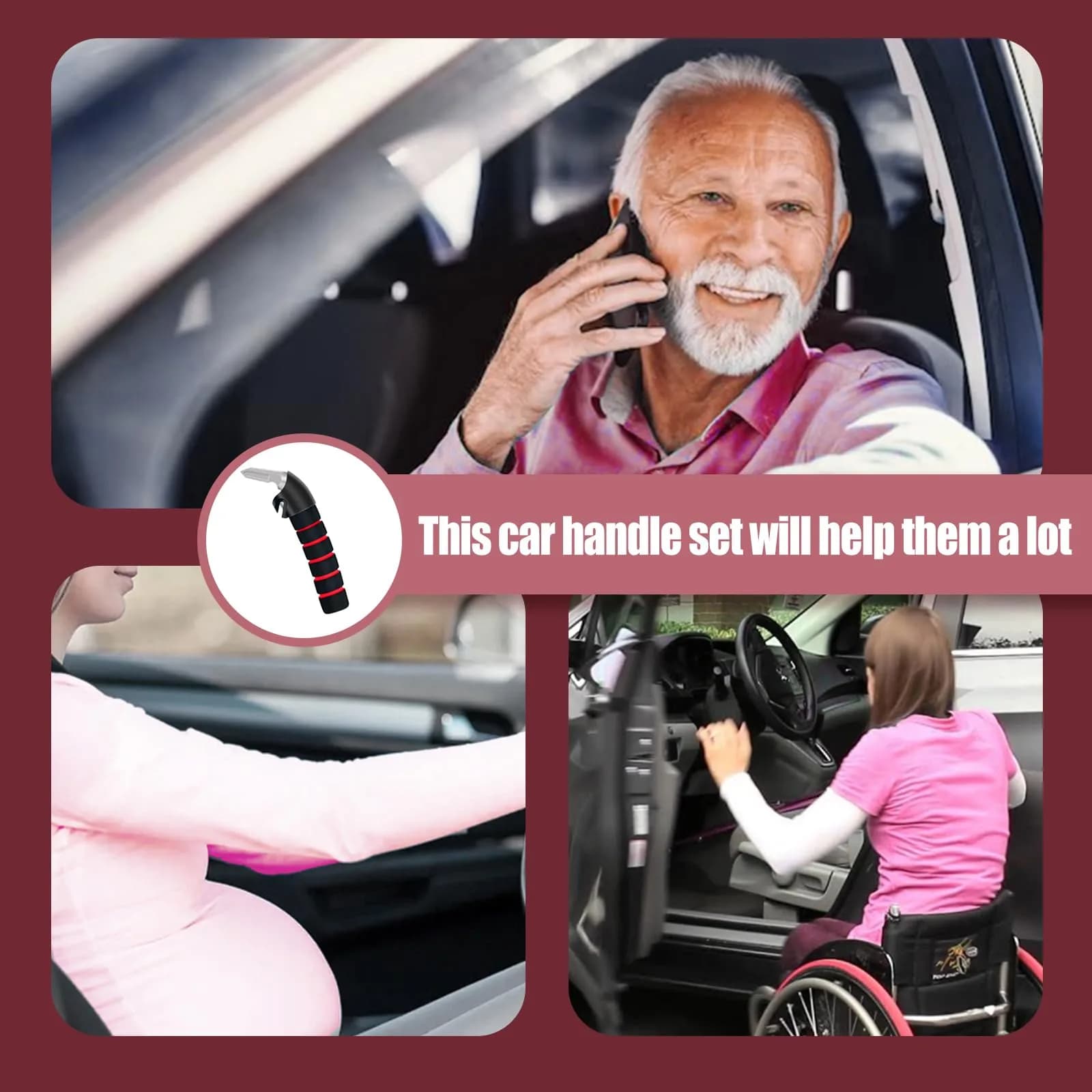 KOUNATSURI Car Door Handle for Elderly Red | 163g (5.75oz) Assist Support Bar - view 7