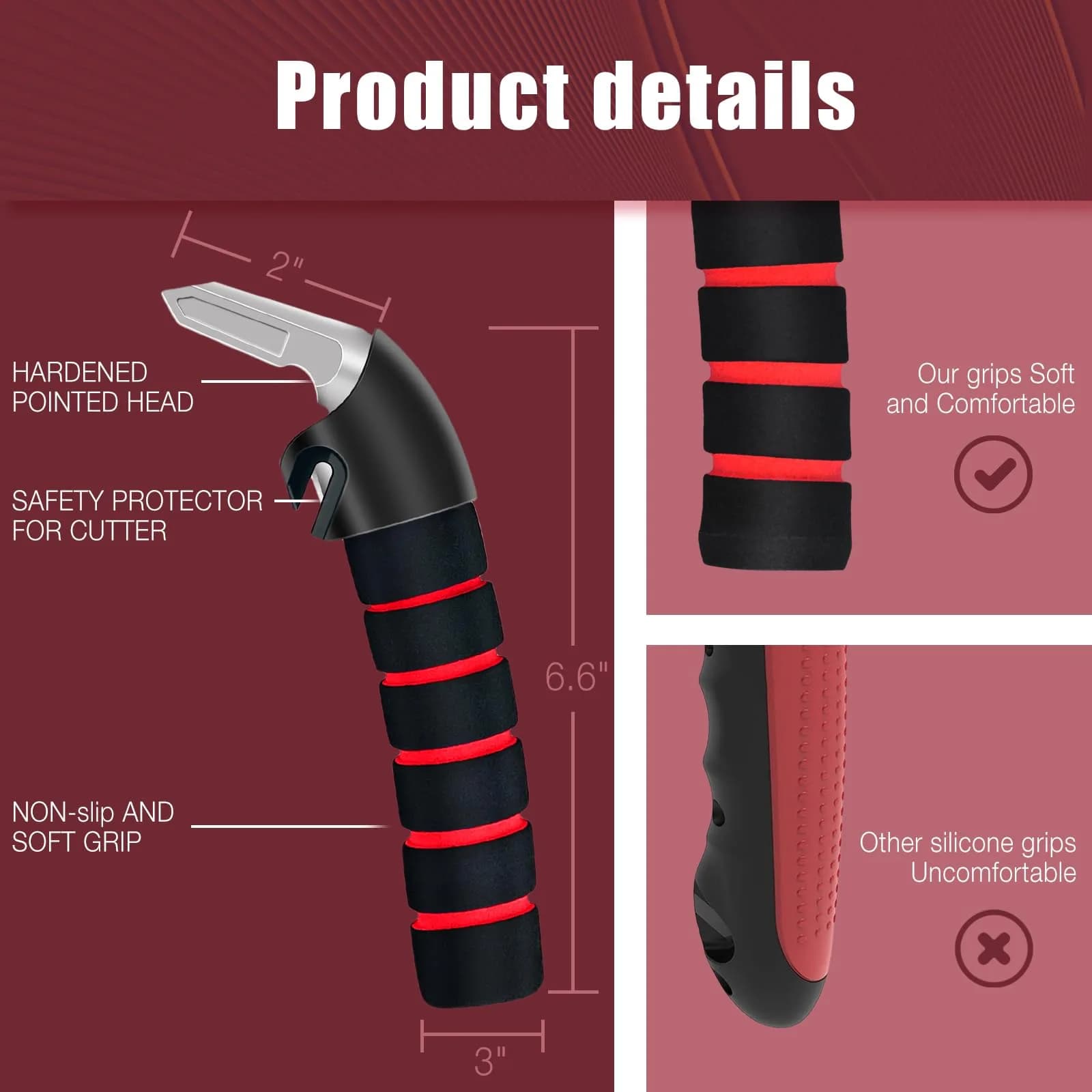 KOUNATSURI Red Portable Car Door Handle for Elderly - 2-Pack Support Grab Bar with 400lb Capacity - view 3