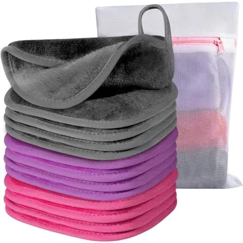 Natwag Reusable Microfiber Makeup Remover Cloths 6" x 6" (12 Pack, Mix Color) | Gentle Face Washcloths for Sensitive Skin thumbnail 1