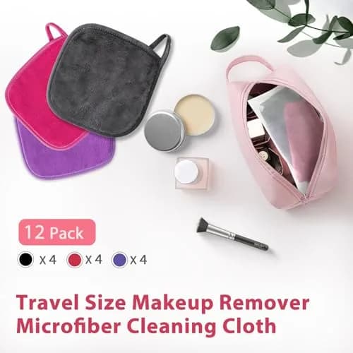 Natwag Reusable Microfiber Makeup Remover Cloths 6" x 6" (12 Pack, Mix Color) | Gentle Face Washcloths for Sensitive Skin thumbnail 5