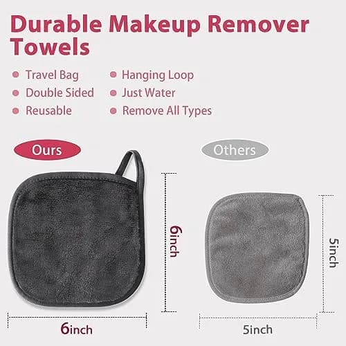 Natwag Reusable Microfiber Makeup Remover Cloths 6" x 6" (12 Pack, Mix Color) | Gentle Face Washcloths for Sensitive Skin thumbnail 6