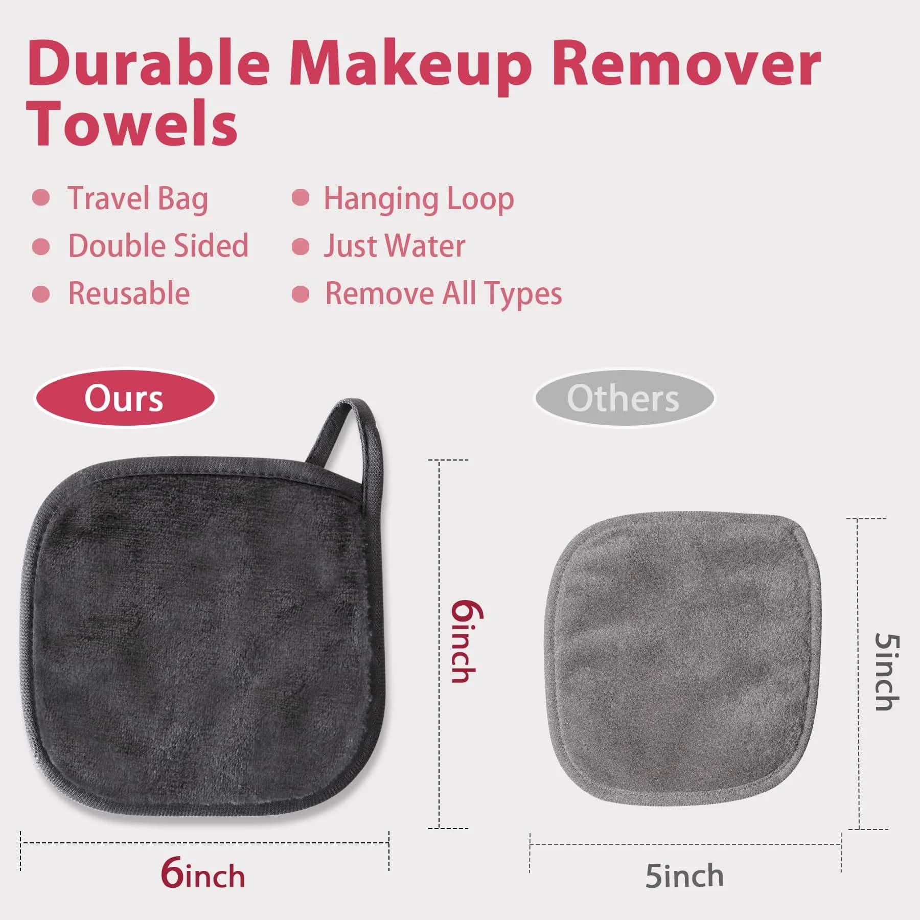 Natwag Reusable Microfiber Makeup Remover Cloths 6" x 6" (12 Pack, Mix Color) | Gentle Face Washcloths for Sensitive Skin - view 6