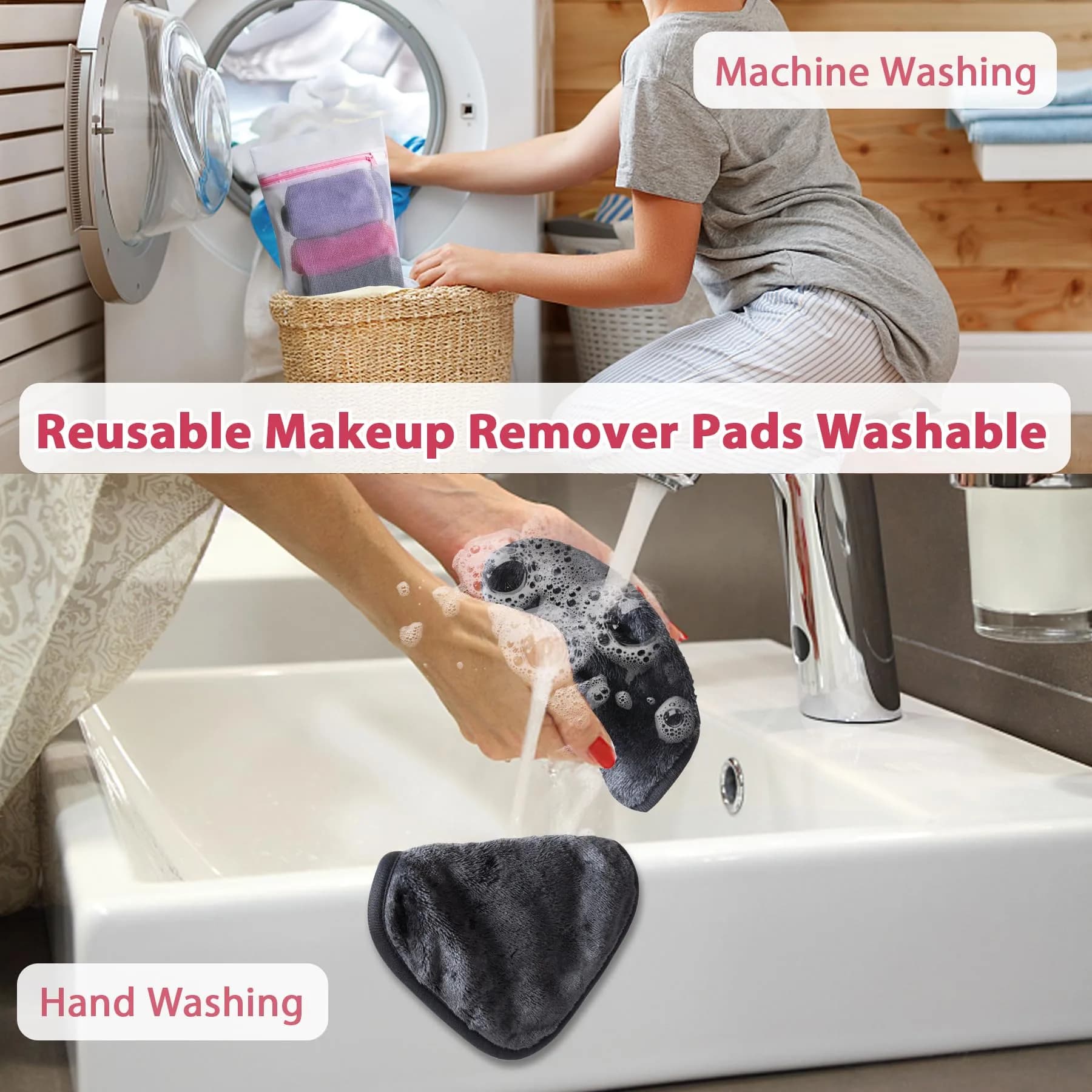 Natwag Reusable Microfiber Makeup Remover Cloths 6" x 6" (12 Pack, Mix Color) | Gentle Face Washcloths for Sensitive Skin - view 7