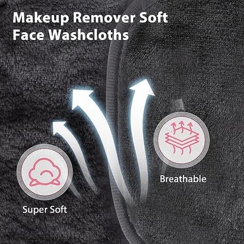 Natwag Reusable Microfiber Makeup Remover Cloths 6" x 6" (12 Pack, Mix Color) | Gentle Face Washcloths for Sensitive Skin thumbnail 3
