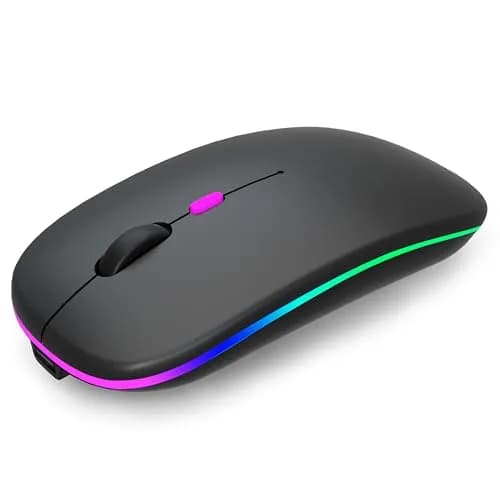 AIKOKOK Wireless Bluetooth Mouse, Rechargeable Dual Mode, Black | Silent, Portable, 2.4G & Bluetooth 5.2/3.0 — Black