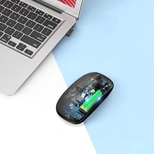 AIKOKOK Wireless Bluetooth Mouse, Rechargeable Dual Mode, Black | Silent, Portable, 2.4G & Bluetooth 5.2/3.0 thumbnail 6