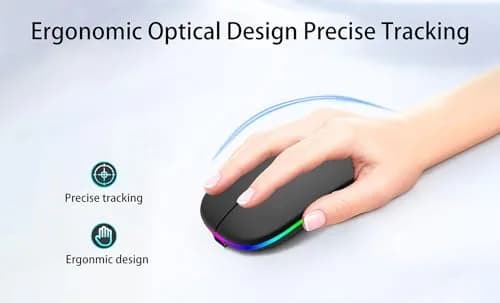 AIKOKOK Wireless Bluetooth Mouse, Rechargeable Dual Mode, Black | Silent, Portable, 2.4G & Bluetooth 5.2/3.0 thumbnail 9