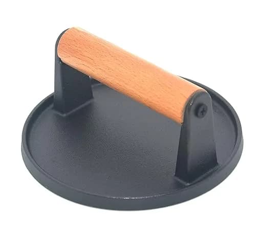 JNXHON Heavy Duty Cast Iron Smash Burger Press 6.4" | Flat Round Barbecue Meat Flat Press with Wooden Handle for Griddle & Sandwiches thumbnail 5