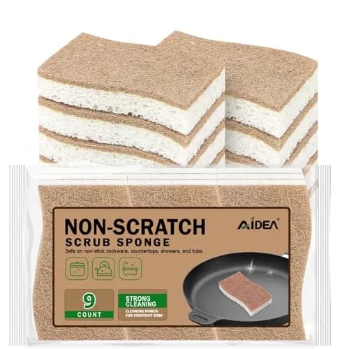 AIDEA Natural Cellulose Scrub Sponges (12 Count) | Gentle Cleaning, Scratch-Free - main product image
