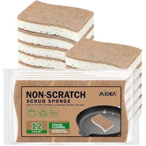 AIDEA Natural Cellulose & Sisal Sponges 12-Pack | Gentle, Non-Scratch Cleaning for Cookware & Surfaces thumbnail 1