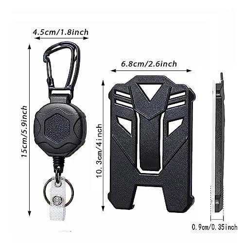 COOKOOKY Heavy Duty Retractable Badge Holder with Carabiner & Lanyard, 2-Pack Black | Strong Stainless Steel Cord thumbnail 3