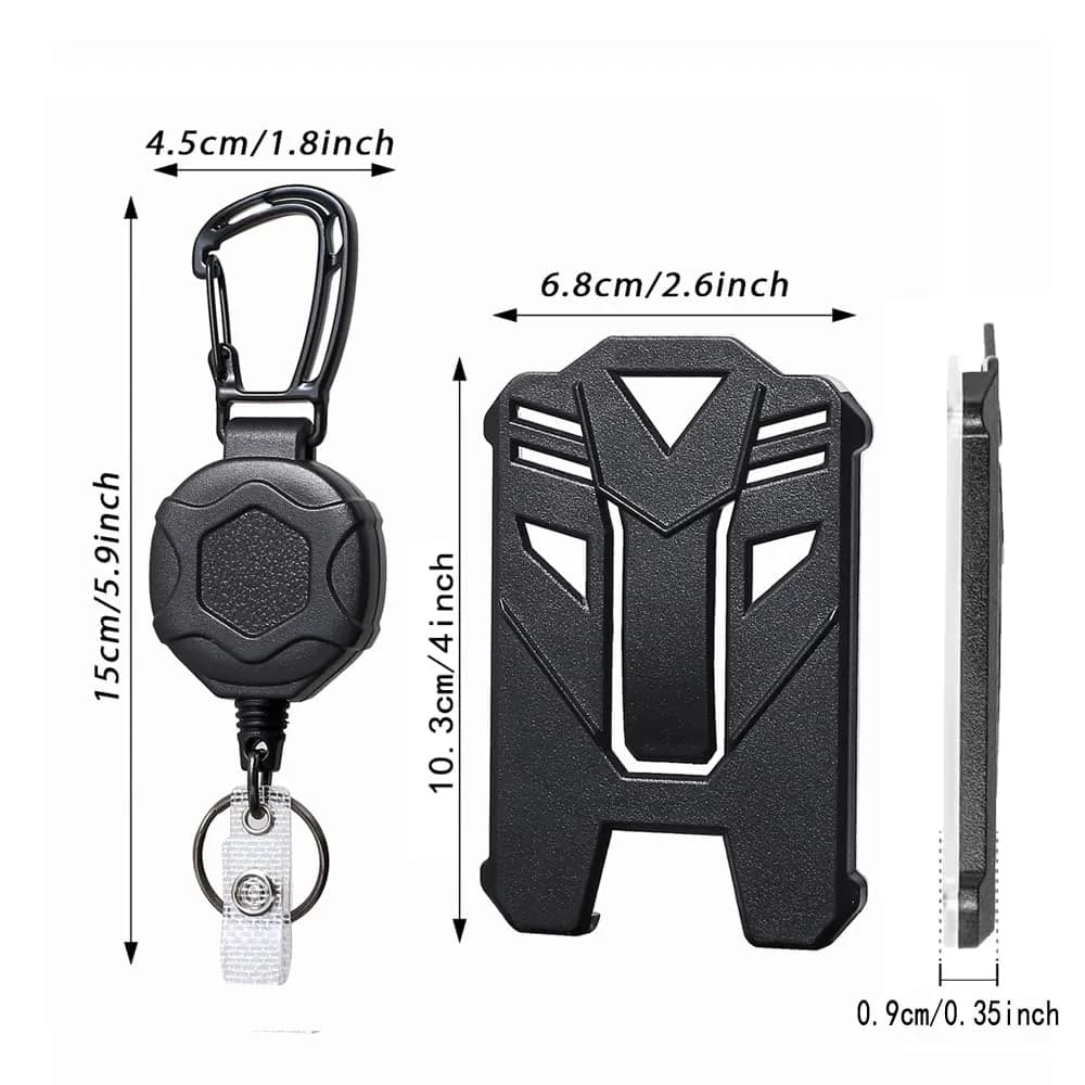 COOKOOKY Heavy Duty Retractable Badge Holder with Carabiner & Lanyard, 2-Pack Black | Strong Stainless Steel Cord - view 3