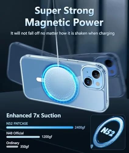 FNTCASE Clear Magnetic Case for iPhone 13/14 (6.1 Inch) | Military Grade Drop Protection with Screen Protector thumbnail 4