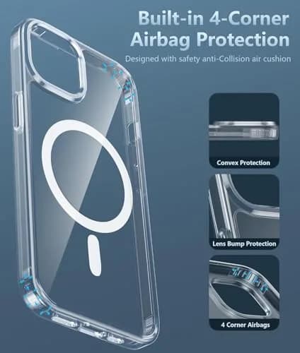 FNTCASE Clear Magnetic Case for iPhone 13/14 (6.1 Inch) | Military Grade Drop Protection with Screen Protector thumbnail 5