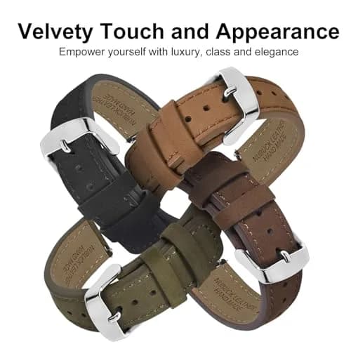WOCCI 20mm Retro Nubuck Leather Watch Band with Silver Buckle | Quick Release Replacement Strap thumbnail 8