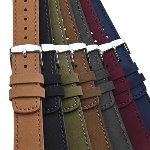 WOCCI 20mm Retro Nubuck Leather Watch Band with Silver Buckle | Quick Release Replacement Strap thumbnail 9