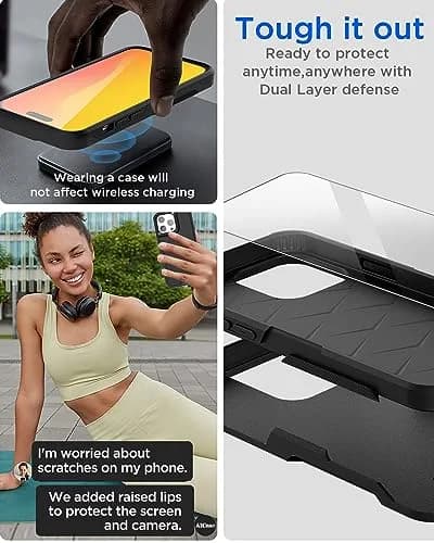 AICase iPhone 15 Pro Max Case with Glass Screen Protector & Camera Lens | Heavy Duty Drop Protection thumbnail 5