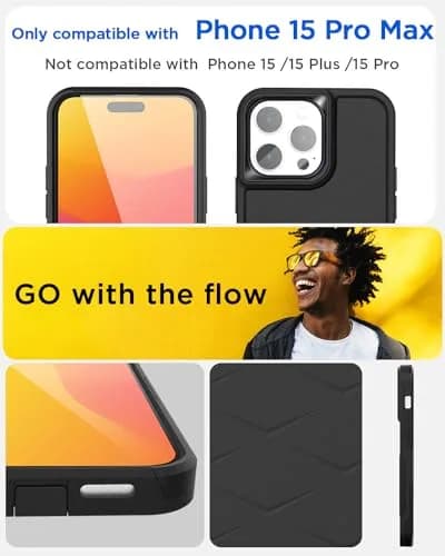 AICase iPhone 15 Pro Max Case with Glass Screen Protector & Camera Lens | Heavy Duty Drop Protection thumbnail 2