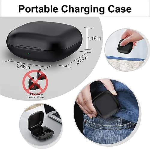 leQuiven Wireless Charging Case for Beats Fit Pro, Black | 700mAh Battery, Bluetooth Pairing thumbnail 7