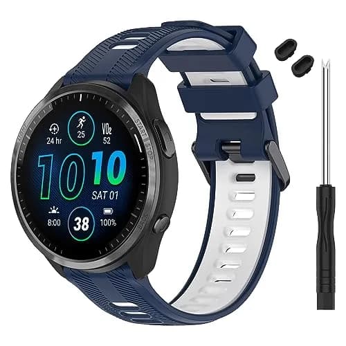 TopPerfekt Silicone Watch Band for Garmin Forerunner 965, 955, 935, 22mm | Navy-White thumbnail 1