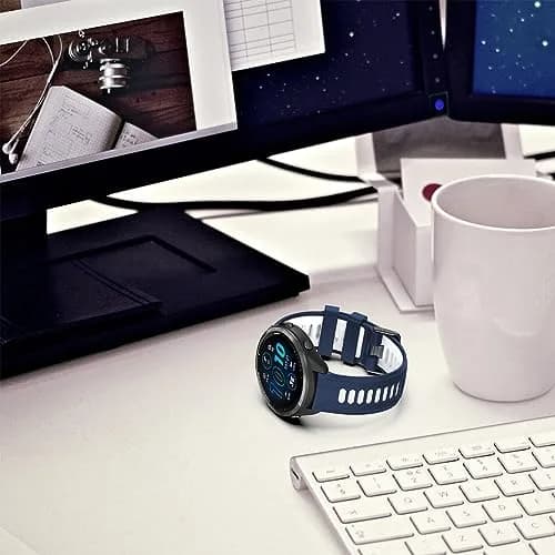 TopPerfekt Silicone Watch Band for Garmin Forerunner 965, 955, 935, 22mm | Navy-White thumbnail 7