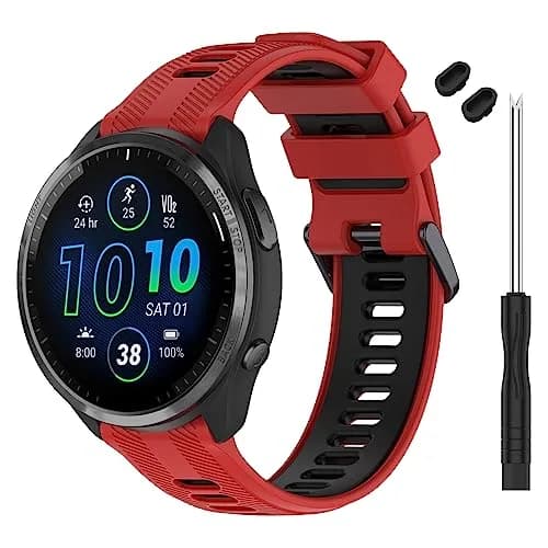 TopPerfekt Silicone Watch Band Compatible with Garmin Forerunner 965/955/935/Descent G1/Instinct/Fenix 6/5 Series 22mm (Red-Black) thumbnail 1