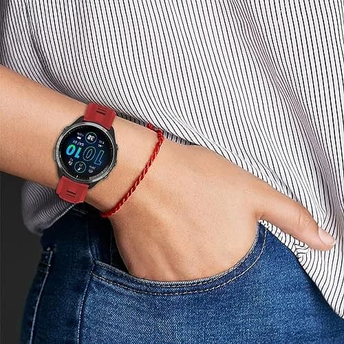 TopPerfekt Silicone Watch Band Compatible with Garmin Forerunner 965/955/935/Descent G1/Instinct/Fenix 6/5 Series 22mm (Red-Black) thumbnail 4