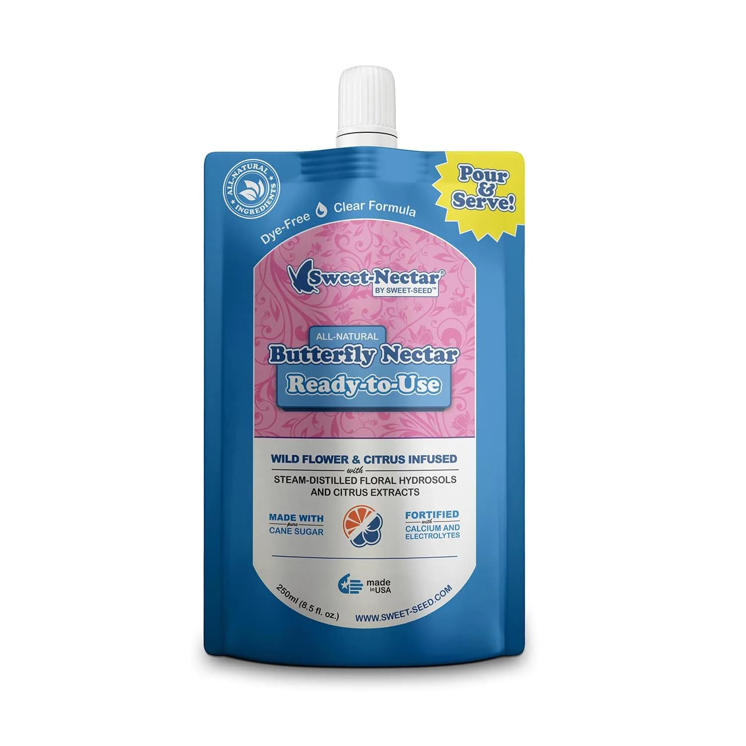 Sweet-Seed Butterfly Nectar 8oz | Ready to Use, Extends Nectar Life for Feeders — Clear