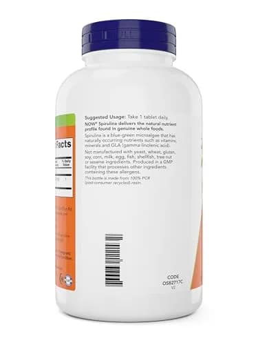 NOW Foods Organic Spirulina 1000mg Tablets - 300 Count | Double Strength, Non-GMO, Vegan thumbnail 3