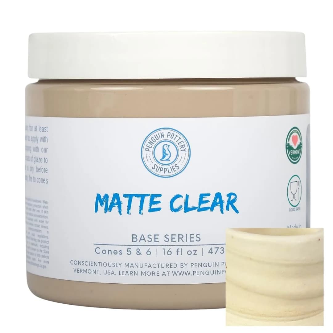 Penguin Pottery Matte Clear Glaze 473ml | Mid Fire Cone 6-16oz for Ceramics