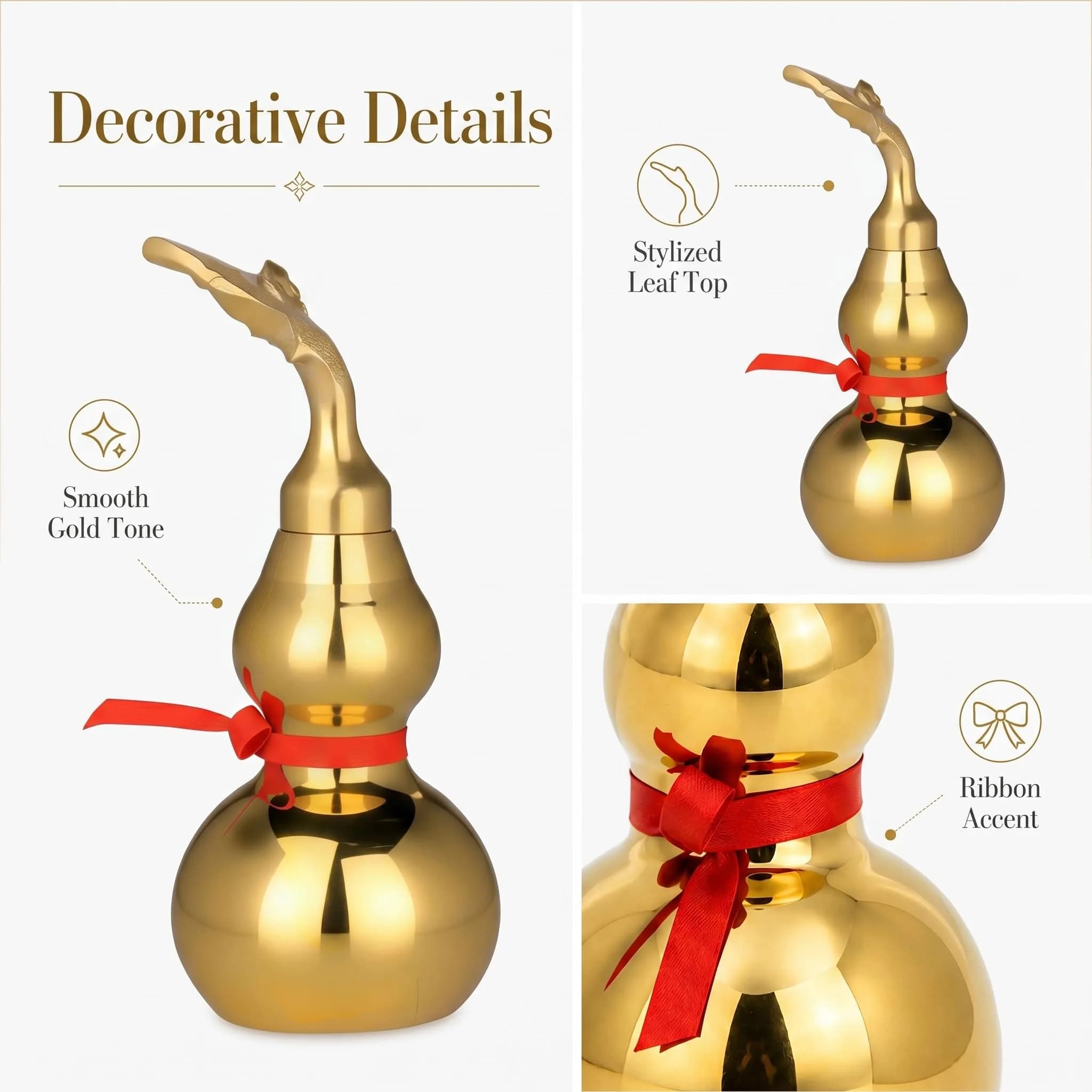 I-MART Brass Wu Lou Hu Lu Calabash Gourd 10 cm (4 Inch) with Bagua Base | Chinese Feng Shui Decor thumbnail 4