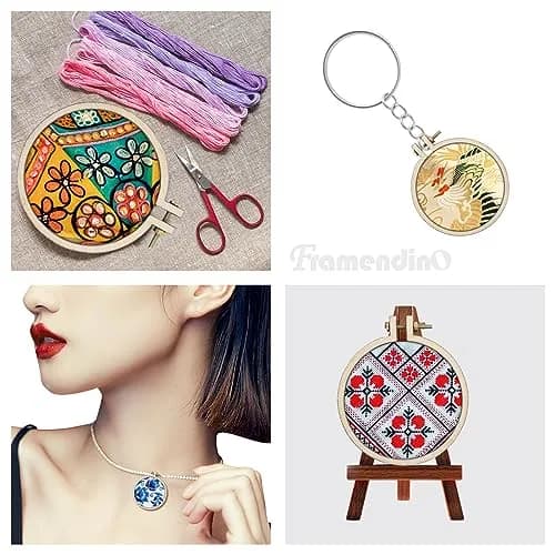 Framendino Mini Embroidery Hoop 2.2x2 Inch (20 Pack) | Natural Wood Craft Hoops for DIY Hanging Ornaments thumbnail 4