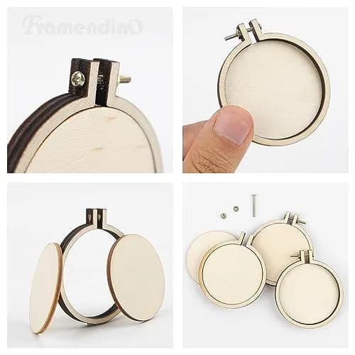 Framendino Mini Embroidery Hoop 2.2x2 Inch (20 Pack) | Natural Wood Craft Hoops for DIY Hanging Ornaments thumbnail 5