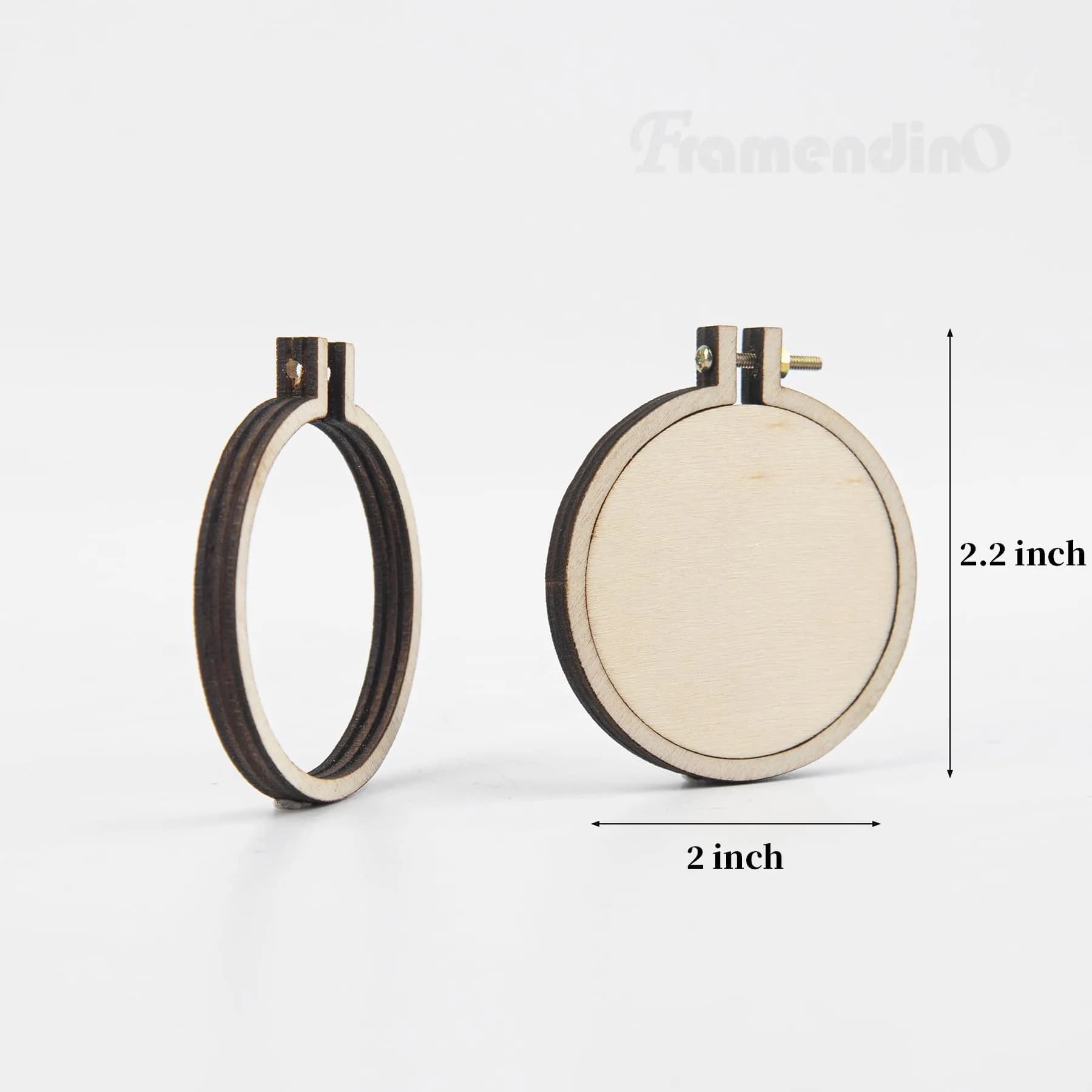 Framendino 2.2"x2" Mini Embroidery Hoops - Wood Round Cross Stitch for Crafts & Jewelry, 20 Pack - view 2