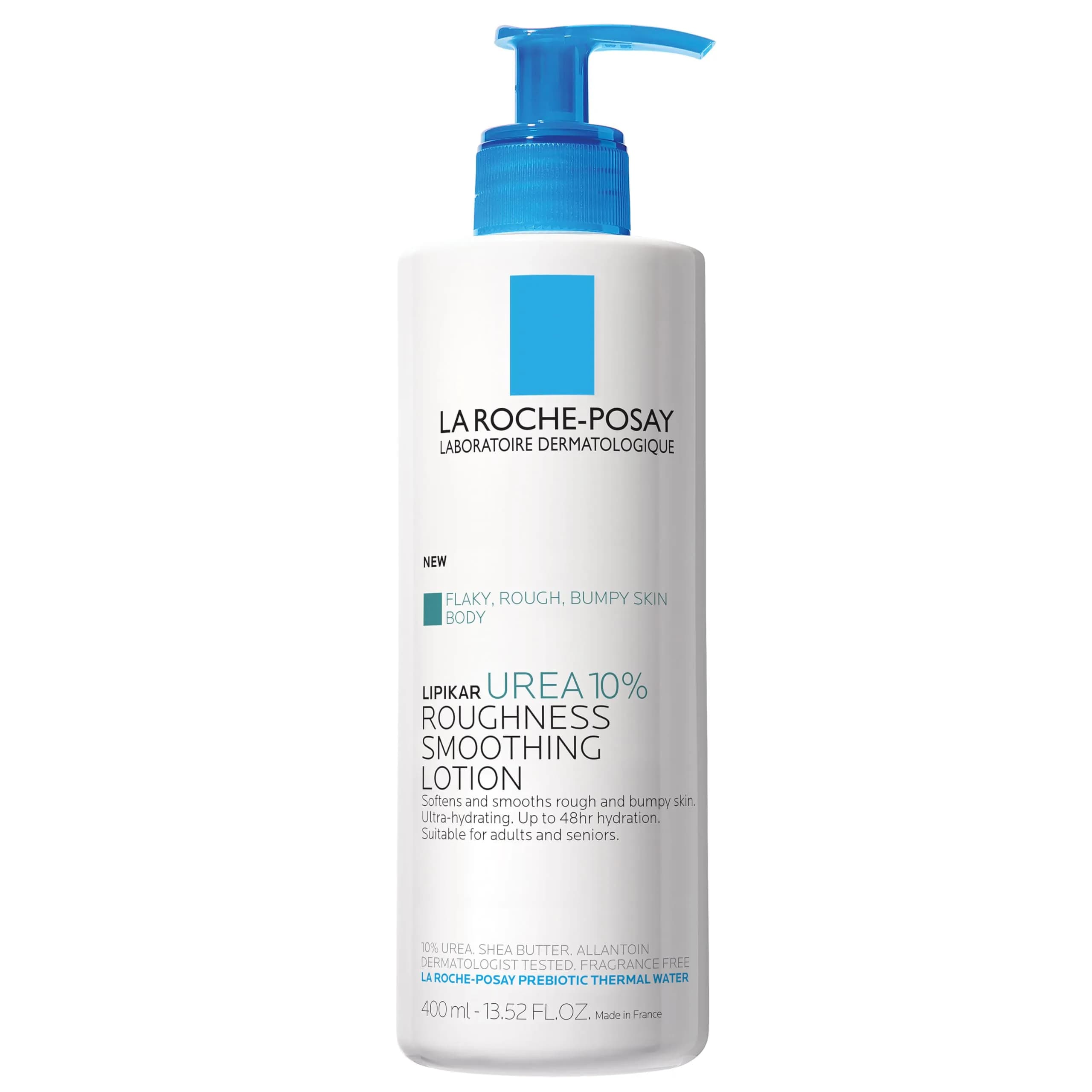 La Roche-Posay Lipikar Urea 10% Body Lotion for Dry Skin | 13.52oz, Ultra-Hydrating & Exfoliating — White