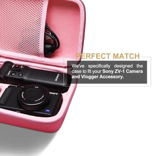 L LTGEM Hard Camera Case for Sony ZV-1F/ZV-1/ZV-1 II Vlog Camera, Tripod, Accessories | 19.5cm (7.7") Rose thumbnail 6