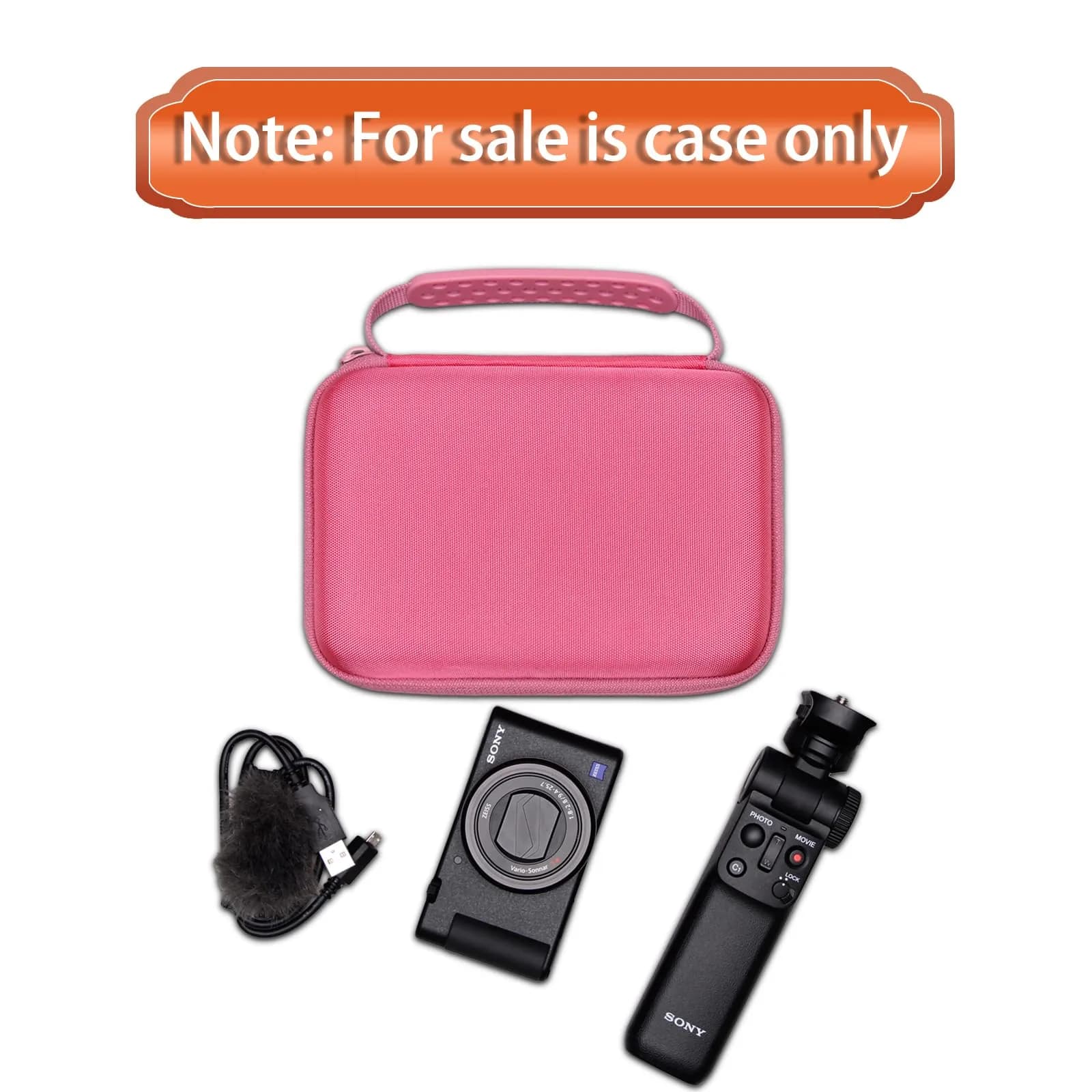 L LTGEM Hard Camera Case for Sony ZV-1F/ZV-1/ZV-1 II Vlog Camera, Tripod, Accessories | 19.5cm (7.7") Rose - view 8