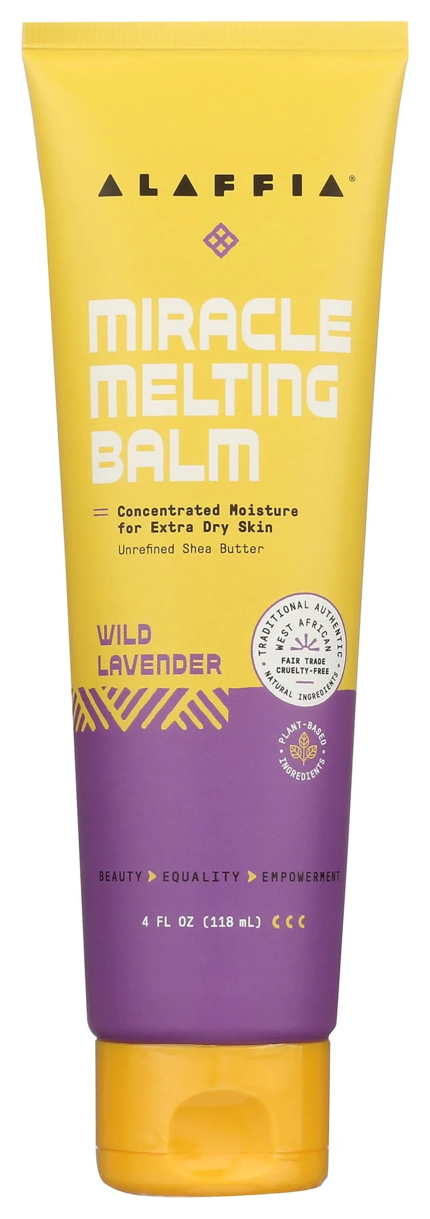 Alaffia Wild Lavender Scented Melting Miracle Balm, Natural, 4 Fl Oz | Soothes & Moisturizes Skin — Natural