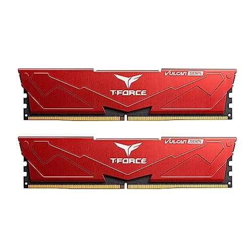 TEAMGROUP T-Force Vulcan DDR5 32GB (2x16GB) 6000MHz CL30 Red | High-Performance Desktop Memory Module thumbnail 1
