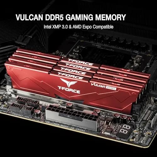 TEAMGROUP T-Force Vulcan DDR5 32GB (2x16GB) 6000MHz CL30 Red | High-Performance Desktop Memory Module thumbnail 2