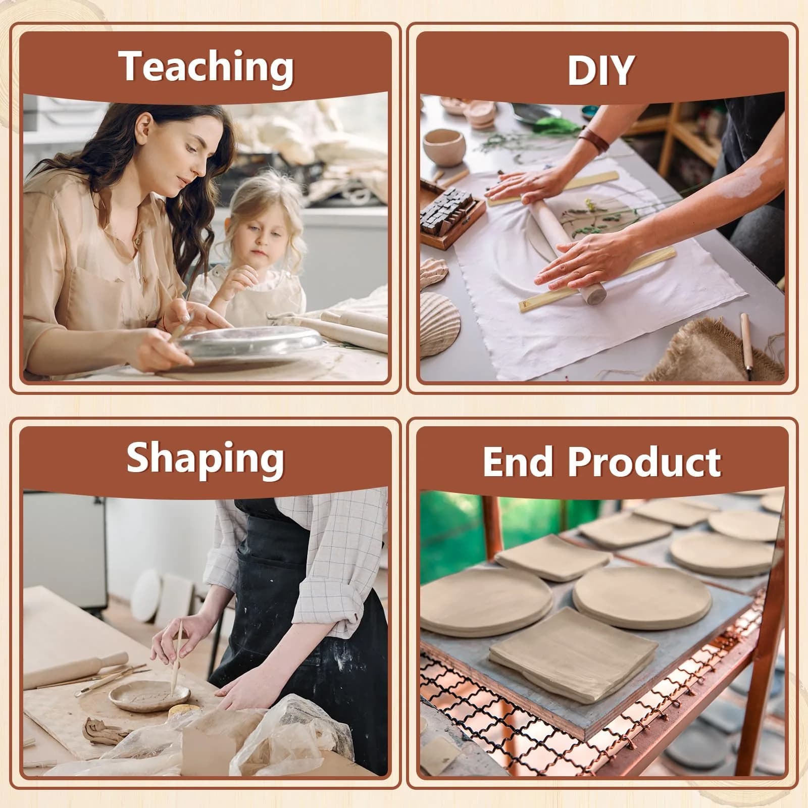 Sasylvia 20 Pcs Wood Clay Rolling Pin Guides, 10 Sizes, 34cm (13.4in) | Flat Clay Rolling Tools for Sculpting - view 6