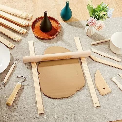 Sasylvia 20 Pcs Wood Clay Rolling Pin Guides, 10 Sizes, 34cm (13.4in) | Flat Clay Rolling Tools for Sculpting thumbnail 7