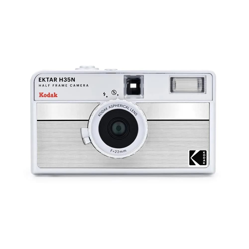 Kodak EKTAR H35N Half Frame Film Camera, 35mm, Striped Silver | Built-in Star Filter, Bulb Function - main product image