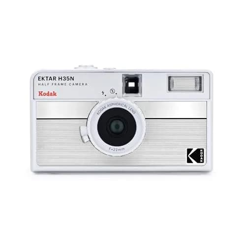 Kodak EKTAR H35N Half Frame Film Camera, 35mm, Striped Silver | Built-in Star Filter, Bulb Function thumbnail 1