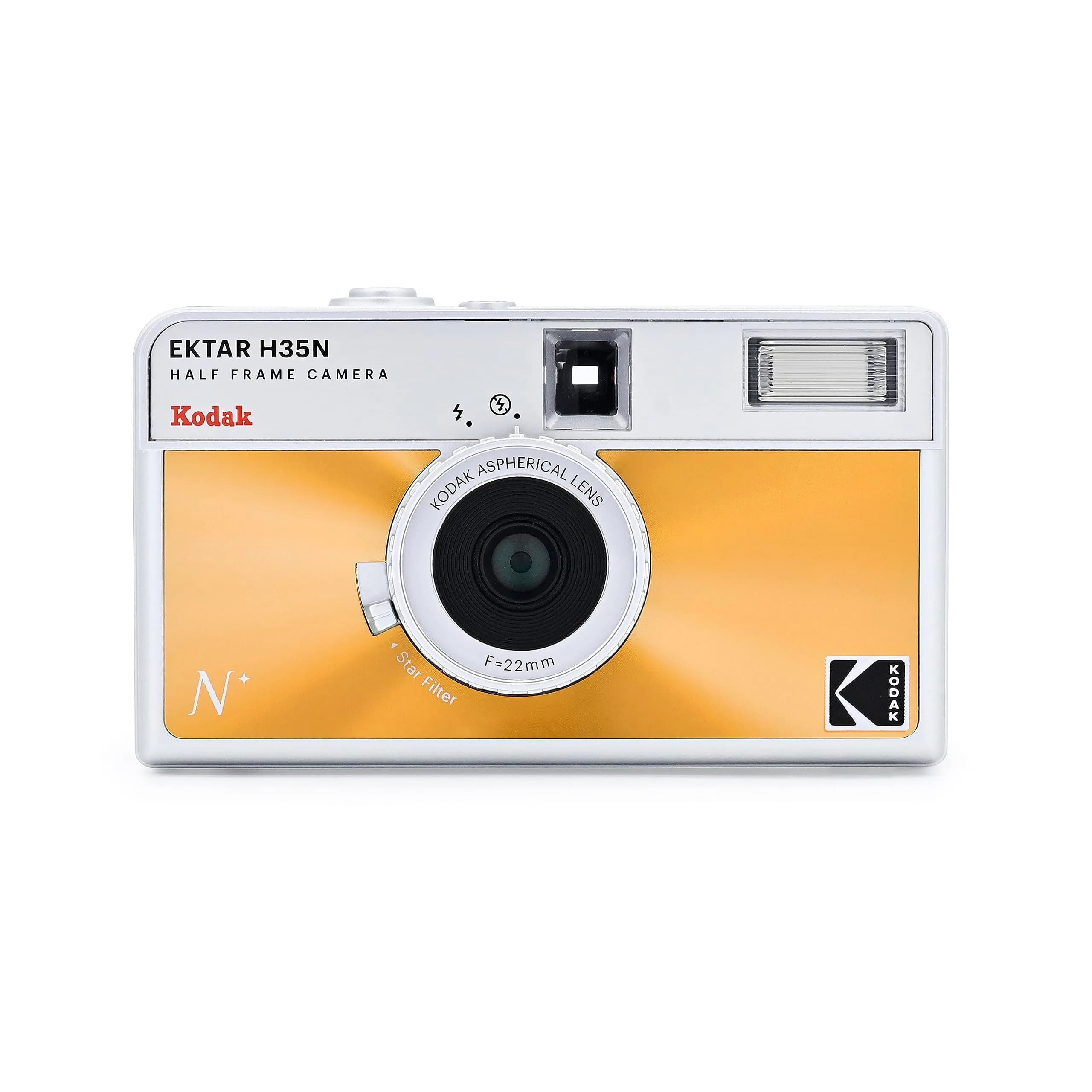 Kodak EKTAR H35N Half Frame Film Camera, 35mm, Reusable, Focus-Free, Bulb Function, Built-in Star Filter, Coated Improved Lens (Glazed Orange) - main product image