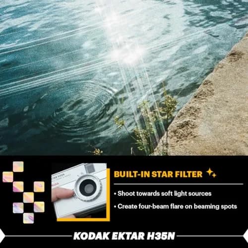 Kodak EKTAR H35N Half Frame Film Camera, 35mm, Reusable, Focus-Free, Bulb Function, Built-in Star Filter, Coated Improved Lens (Glazed Orange) thumbnail 6