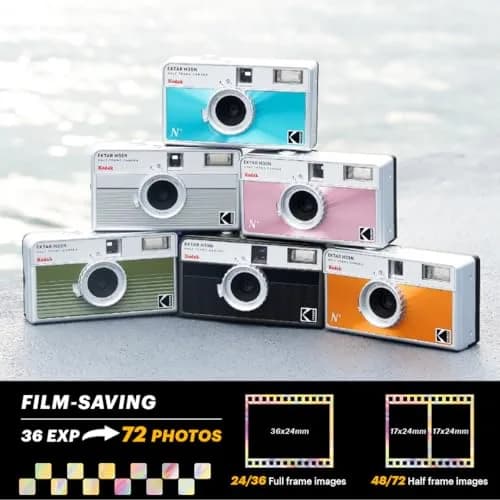 Kodak EKTAR H35N Half Frame Film Camera, 35mm, Reusable, Focus-Free, Bulb Function, Built-in Star Filter, Coated Improved Lens (Glazed Orange) thumbnail 9