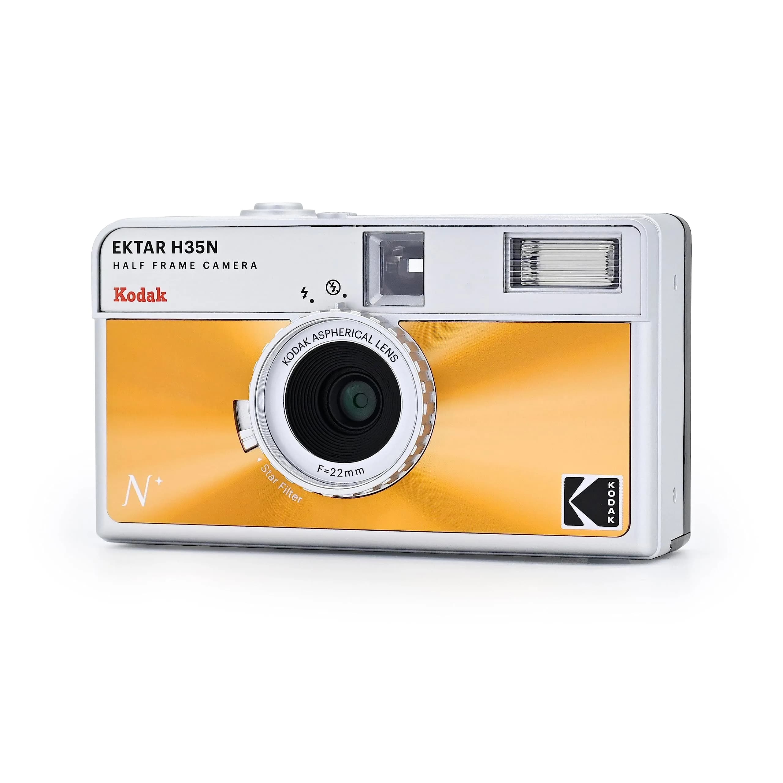 Kodak EKTAR H35N Half Frame Film Camera, 35mm, Reusable, Focus-Free, Bulb Function, Built-in Star Filter, Coated Improved Lens (Glazed Orange) - view 2
