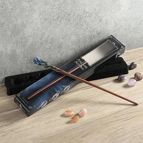 Veronese Design Sapphire Plume Peacock Magic Wand 36 cm (14 1/8 Inch) | Hand-Painted Wizard Prop thumbnail 5